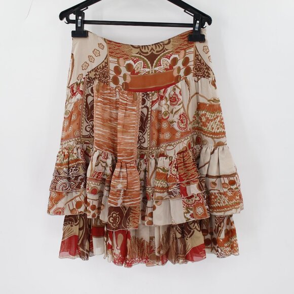 Vintage Blumarine Skirt Womens EU 40 Silk Floral Ruffle Flare Made in Italy - Picture 1 of 10